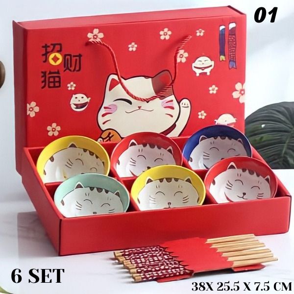 01 Mangkok kucing sumpit 6set