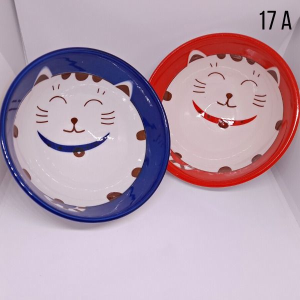 Mangkok prosperity cat 17A 2set (red&blue)