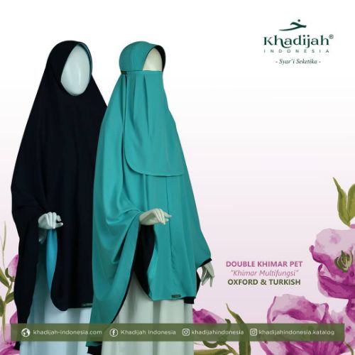Khadijah Double Khimar Pet Oxford -Turkis