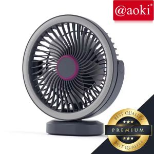 KIPAS MEJA PORTABLE BULAT+LED AOKI AK-102C