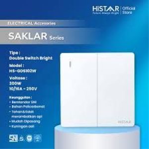 SAKLAR HISTAR DOUBLE SWITCH BRIGHT GDS102W 10A/250V