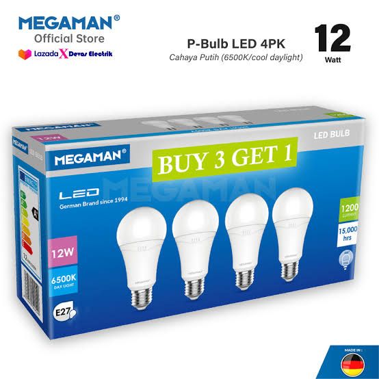 A-Bulb YTA60Z2 12W 6500K 4PK 170-240V MEGAMAN