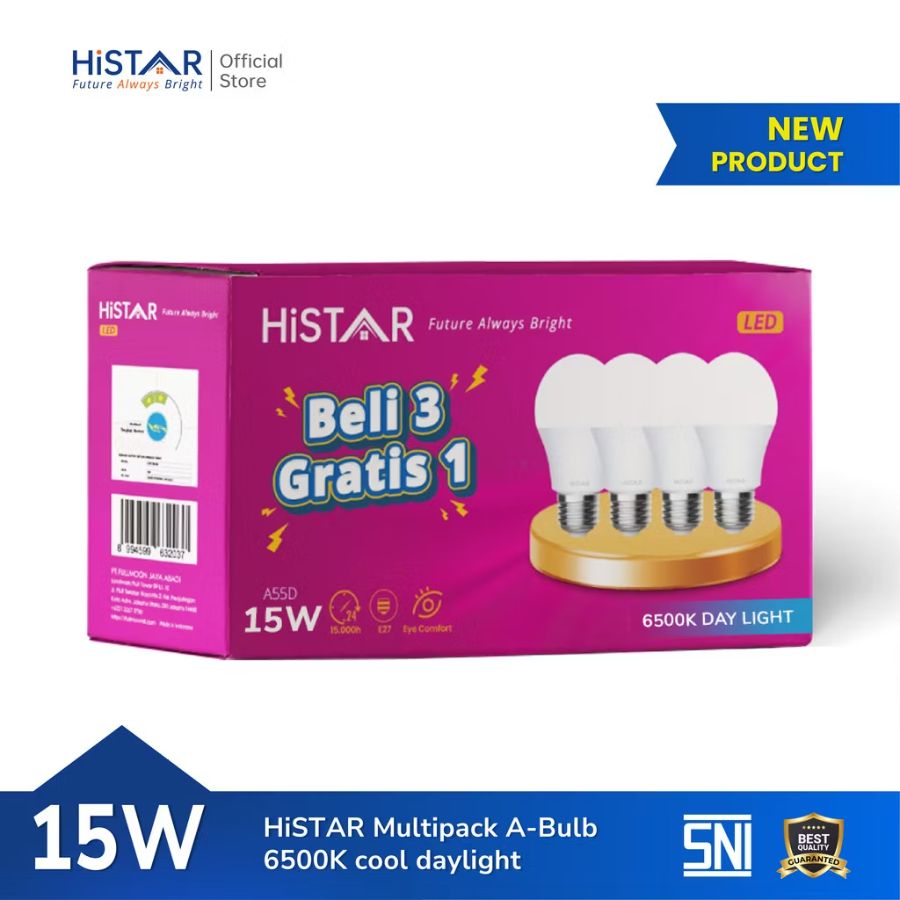 A70D 15W 6500K 4PK OL 170-240V HISTAR