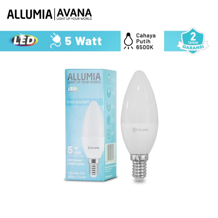 LAMPU CANDLE ALLUMIA AVANA 5W PUTIH E14 MILKY COVER