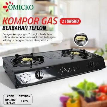 KOMPOR GAS 2 TUNGKU TELFON OMICKO KM-202T