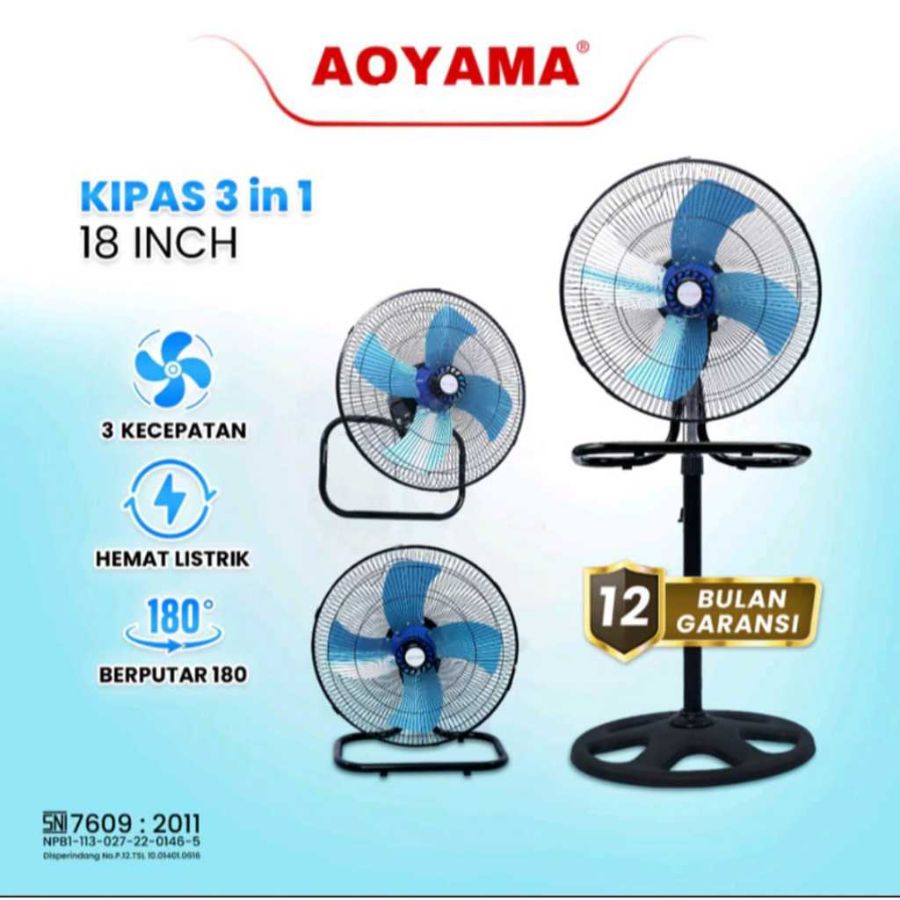 KIPAS ANGIN TORNADO AOYAMA 18 INCH (3IN1)