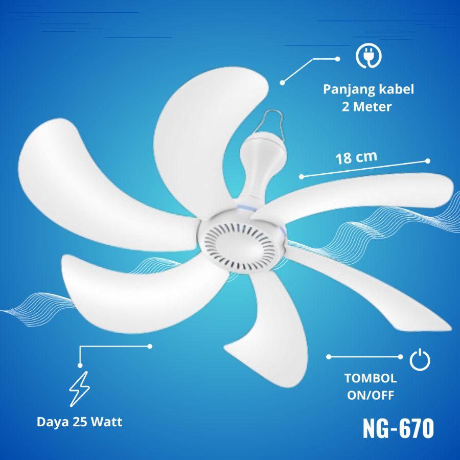 NAGASAKY KIPAS GANTUNG NG-670J 6BL 20W