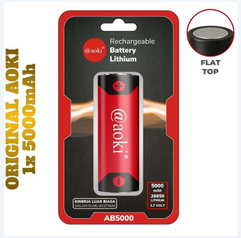 BATERAI AOKI 26650 AB5000 3.7 VOLT 5000mah