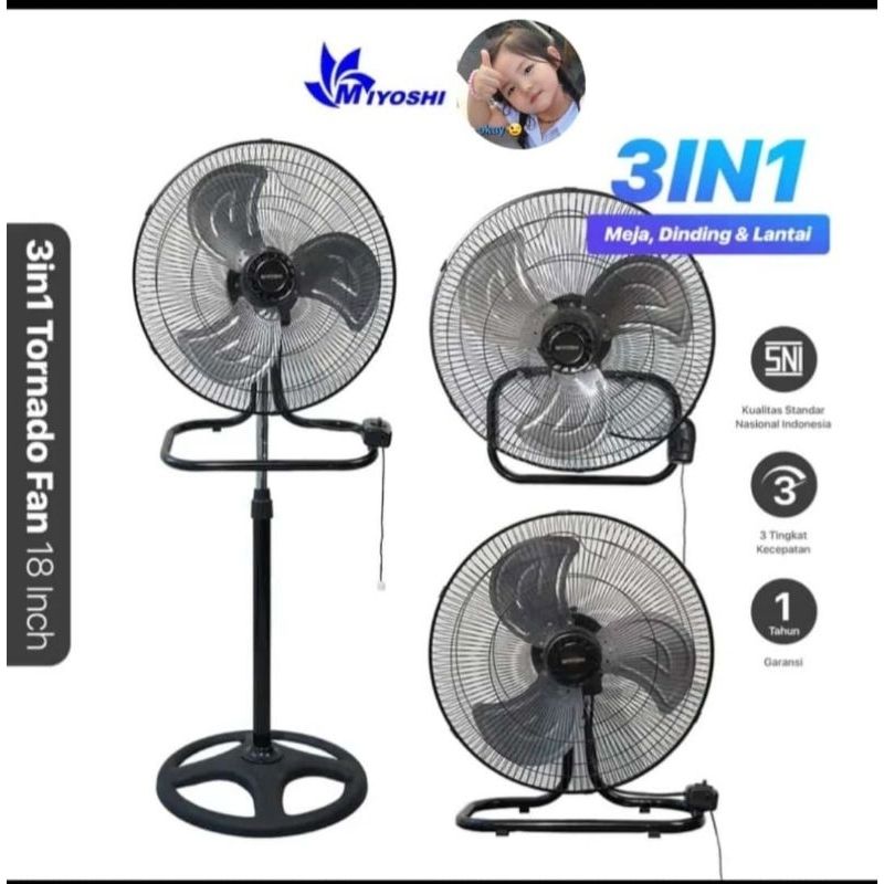 KIPAS ANGIN 3IN1 MIYOSHI / D&A 18IN