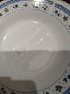 Piring batu w,k motif bunga 