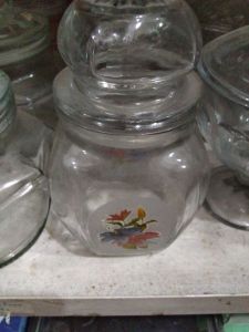 Toples kaca motif bening 