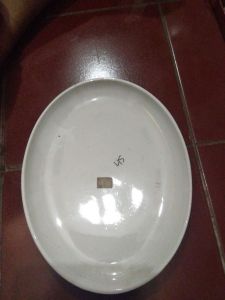 Piring batu oval putih polos