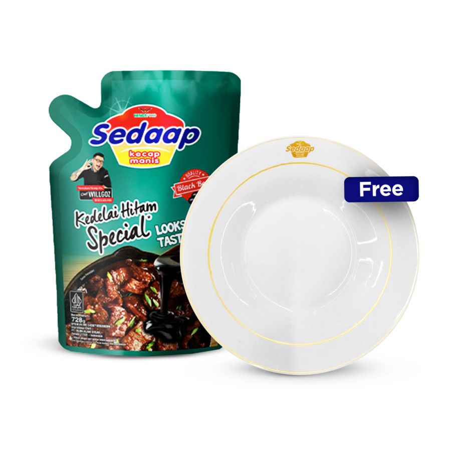FOOD KECAP MANIS SEDAP SPC REFILL 725G DAN PIRING KERAMIK KECAP SEDAP 5 BOX ISI 12