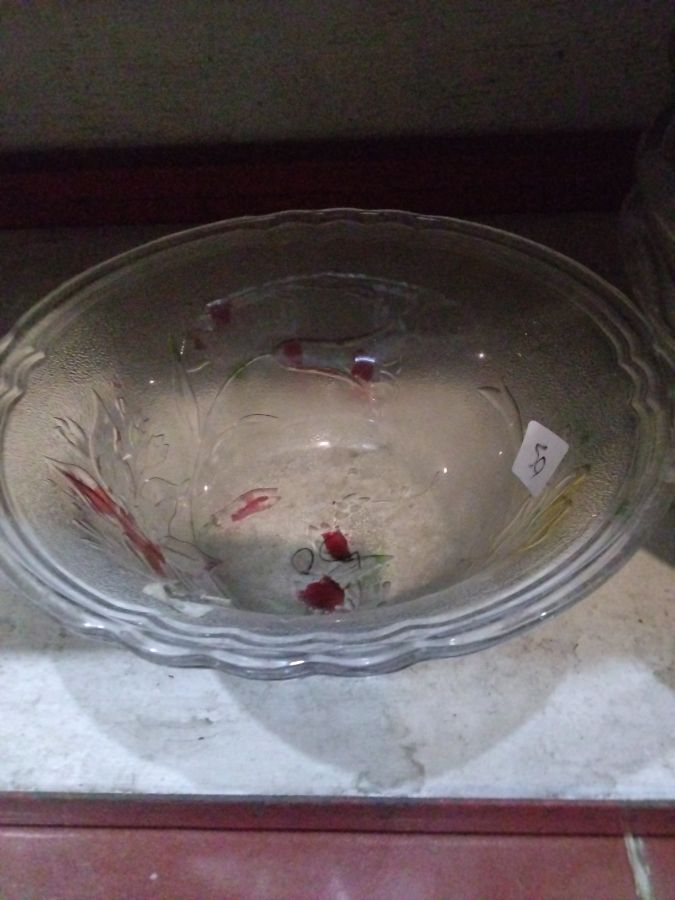 Mangkok kaca motif bening 