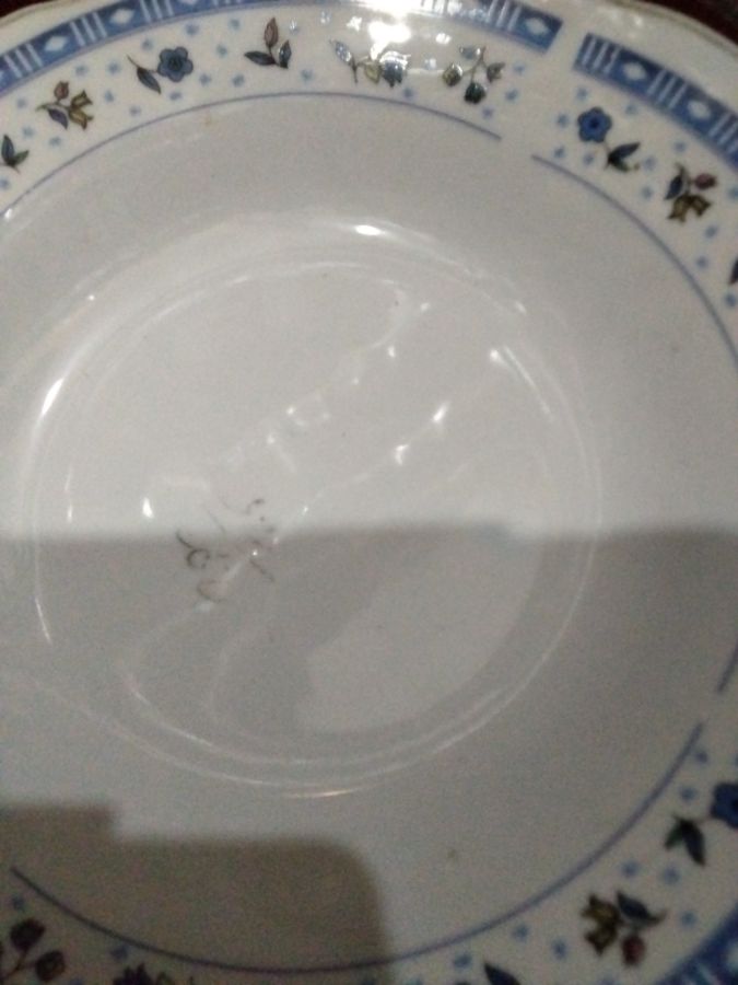 Piring batu w,k motif bunga 