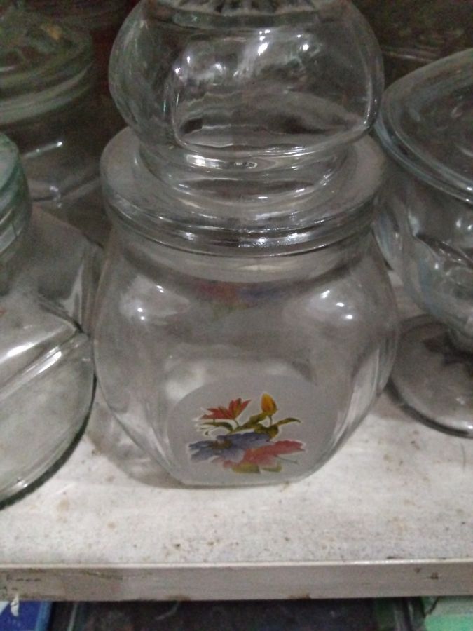 Toples kaca motif bening 