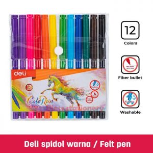 Deli Felt Pen Spidol 12 Warna C10003