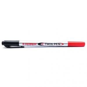 Snowman Twin Pen Hitam Merah