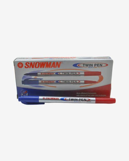 Snowman Twin Pen Biru Merah