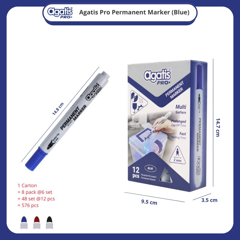 Agatis Pro Spidol Permanen Blue RM-P03-PC01