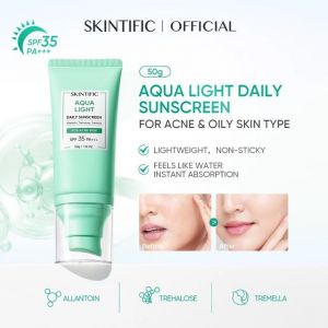 Skintific aqua light daily sunscreen for acne spf35 50g