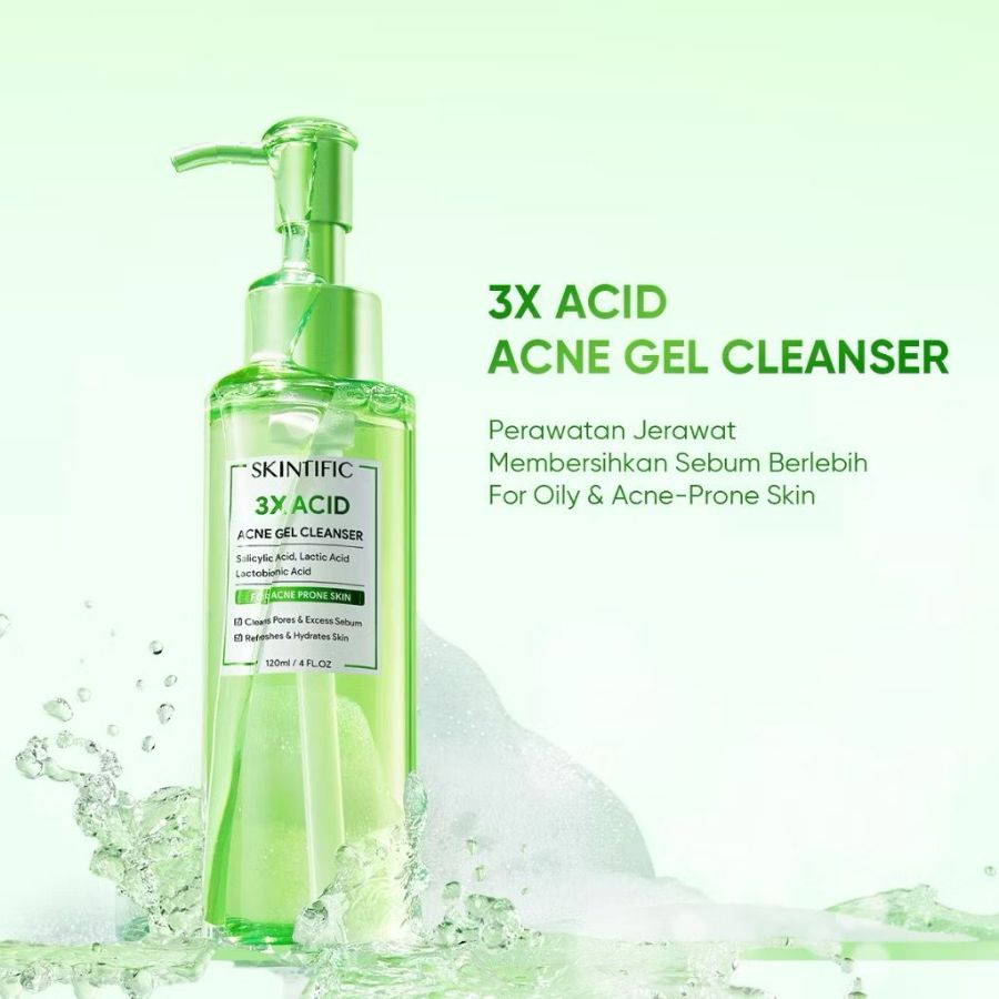 Skintific 3X acid acne gel cleanser 120ml