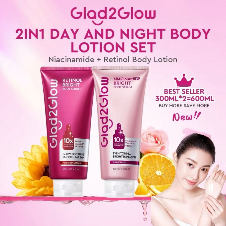 Glad2glow body serum Niacinamide dan retinol 180ml