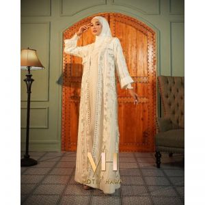  Morgana Series by Motif Hawa Set Gamis + Scarf (WHITE)
