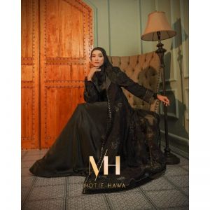  Morgana Series by Motif Hawa Set Gamis + Scarf(BLACK)