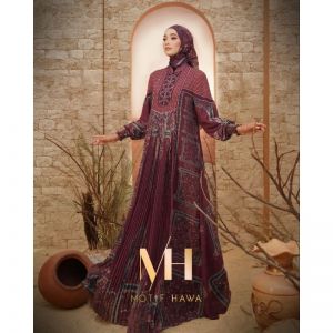  Motif Hawa Gamis set Scarf Voals premium GHANIA MAROON