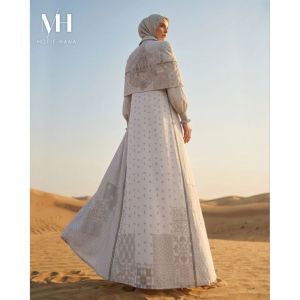  Motif Hawa VALENTINA series Gamis + outer cape + Scarf (GREY)