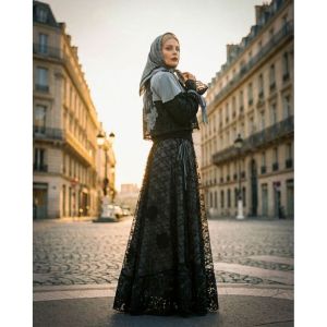  Motif Hawa LOVELLA SKIRT SET by MOTIFHAWA original Ori branded blus + outer + skirt + voal (BLACK)