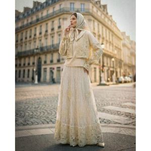  Motif Hawa LOVELLA SKIRT SET by MOTIFHAWA original Ori branded blus + outer + skirt + voal (cream)