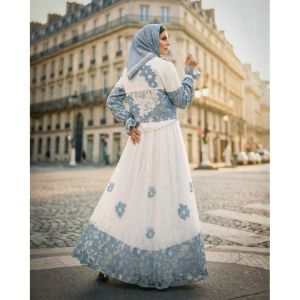  Motif Hawa LOVELLA SKIRT SET by MOTIFHAWA original Ori branded blus + outer + skirt + voal (BLUE)