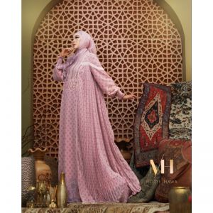  Gamis Naima Series by Motif Hawa Gamis Syari Set Gamis + Scarf (PINK)