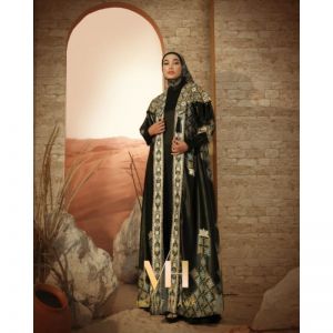  Gamis set scarf Motif Hawa MAHARAN OUTERI BLACK SERIES  