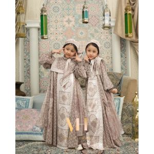  Kids Gamis series by Motif Hawa (ROYAL RAYA CREAM)