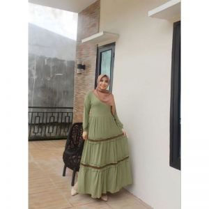 Gamis Deura Daily  Gamis Polos Premium  Gamis Crinkle (GREEN)