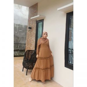 Gamis Deura Daily  Gamis Polos Premium  Gamis Crinkle (COKLAT)