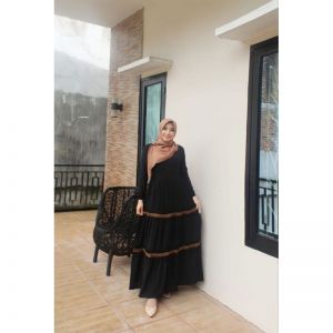 Gamis Deura Daily  Gamis Polos Premium  Gamis Crinkle (HITAM)