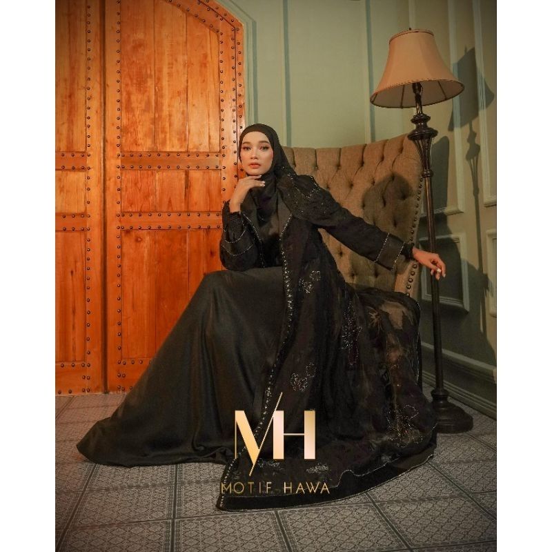  Morgana Series by Motif Hawa Set Gamis + Scarf(BLACK)