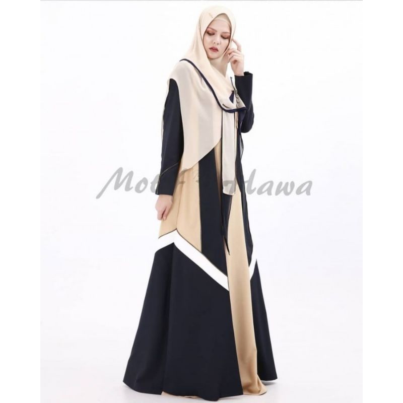 Motif Hawa MHS BlueBlack Syari set Gamis + Khimar  