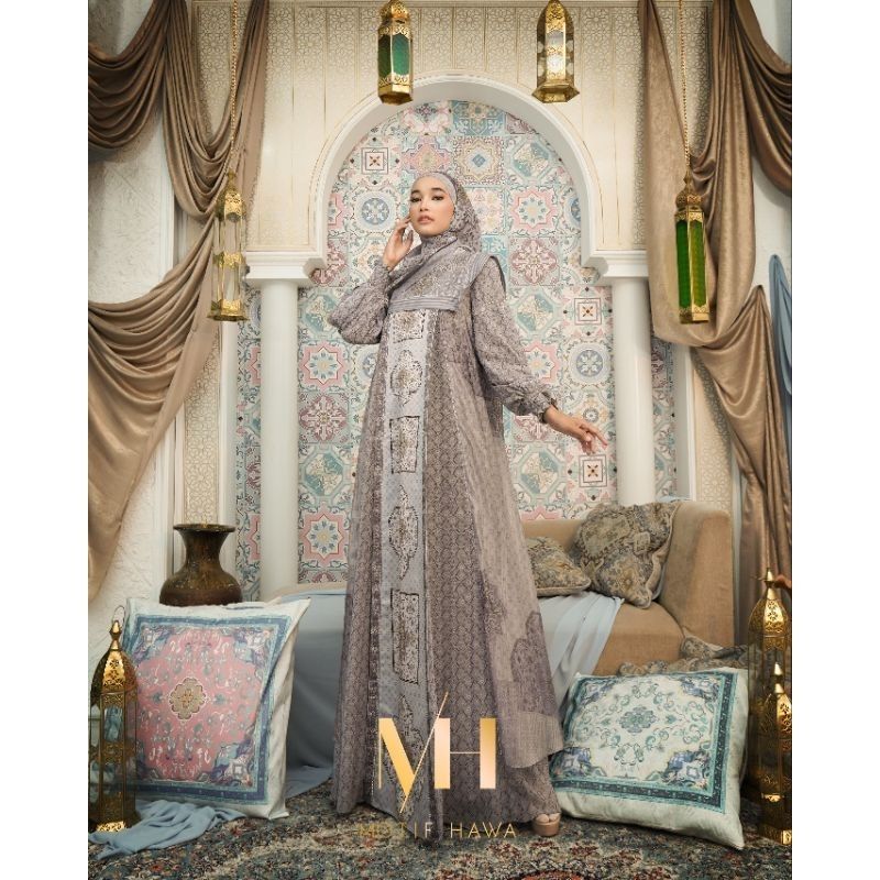  MOTOF HAYA The Royal Raya SerieS Dress + Scarf GREY