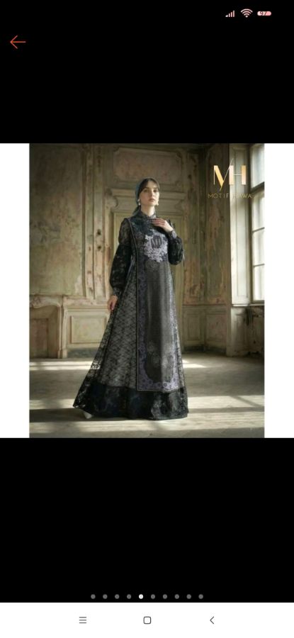 Motif Hawa Lovella Series Gamis+ long vest + Scarf (black)