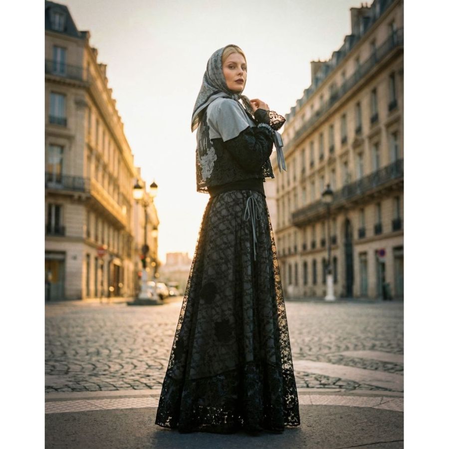  Motif Hawa LOVELLA SKIRT SET by MOTIFHAWA original Ori branded blus + outer + skirt + voal (BLACK)