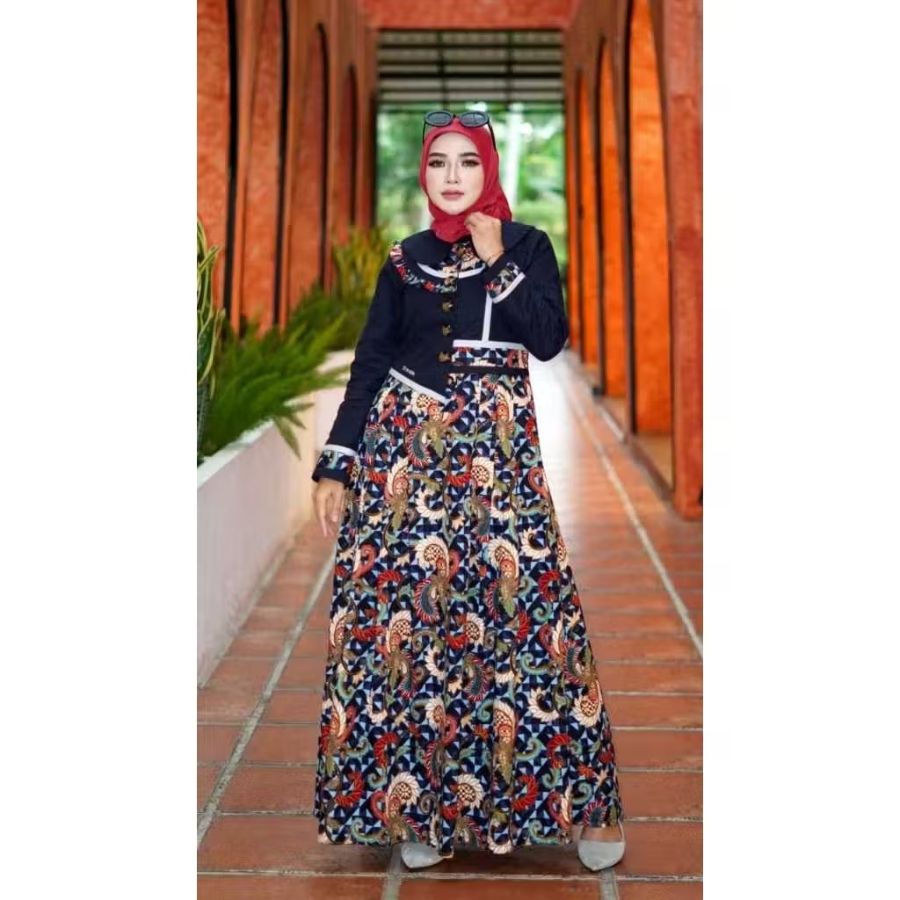  Gamis SR CLOTH SERIES BATIK NIRMALA (NAVY)