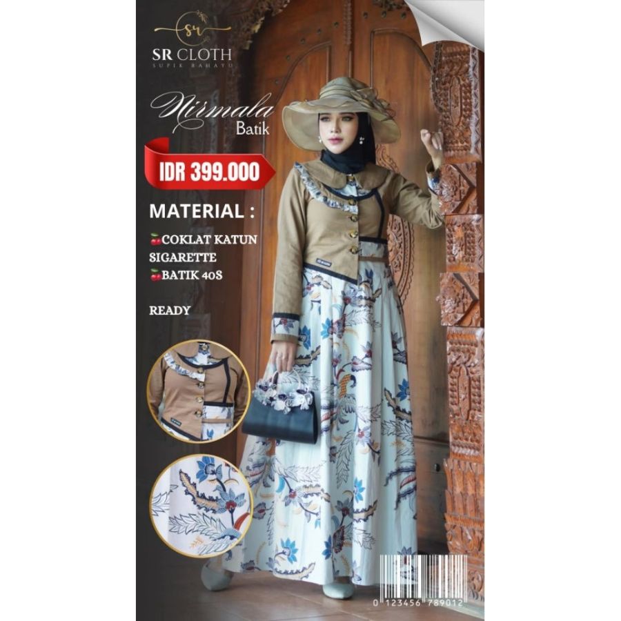  Gamis SR CLOTH SERIES BATIK NIRMALA (BROWN)