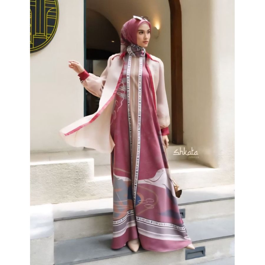  Shkata Series Sadira Maroon mocca gamis outer