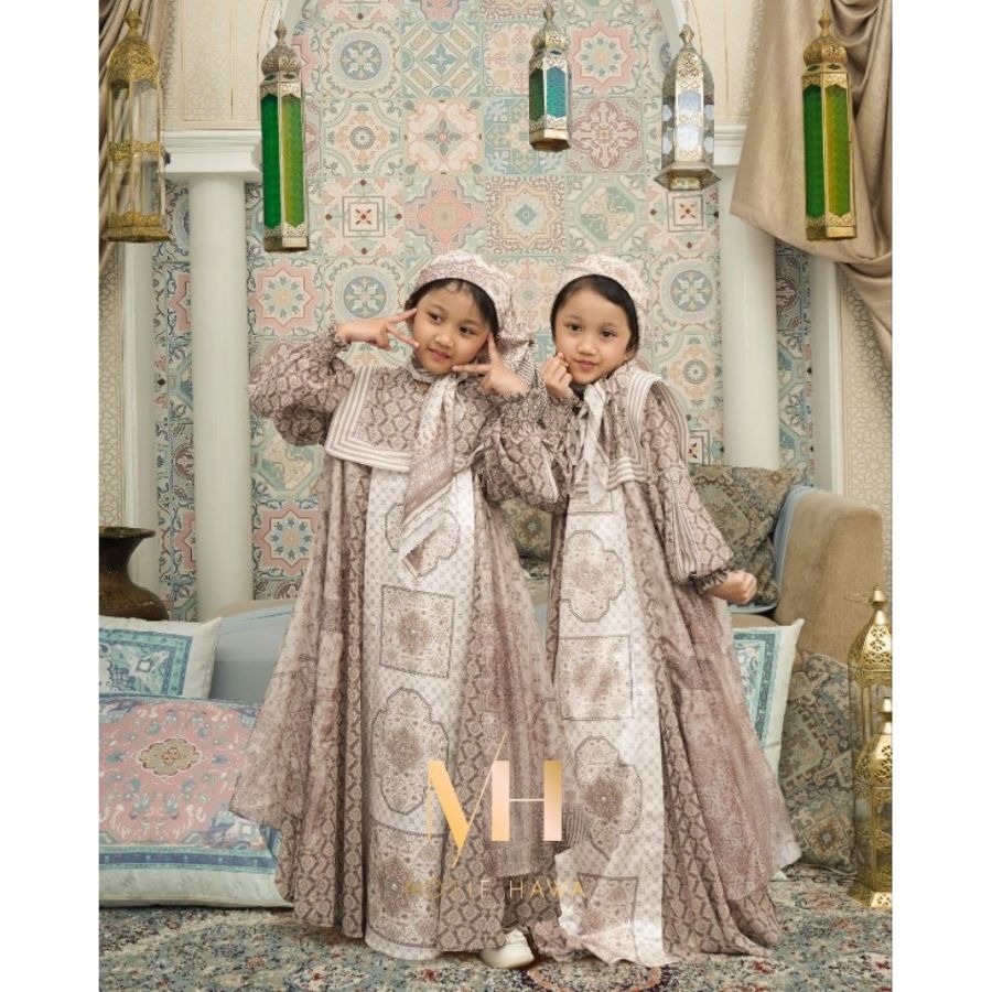  Kids Gamis series by Motif Hawa (ROYAL RAYA CREAM)