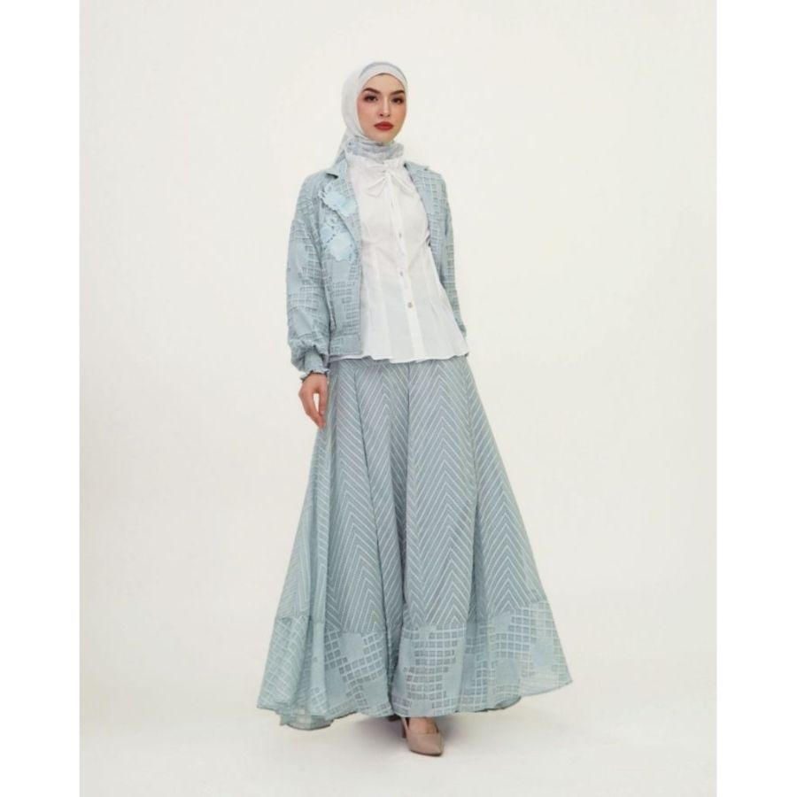  Motif Hawa Savana series set Blouse + Outer + Skirt + Scarf (blue)